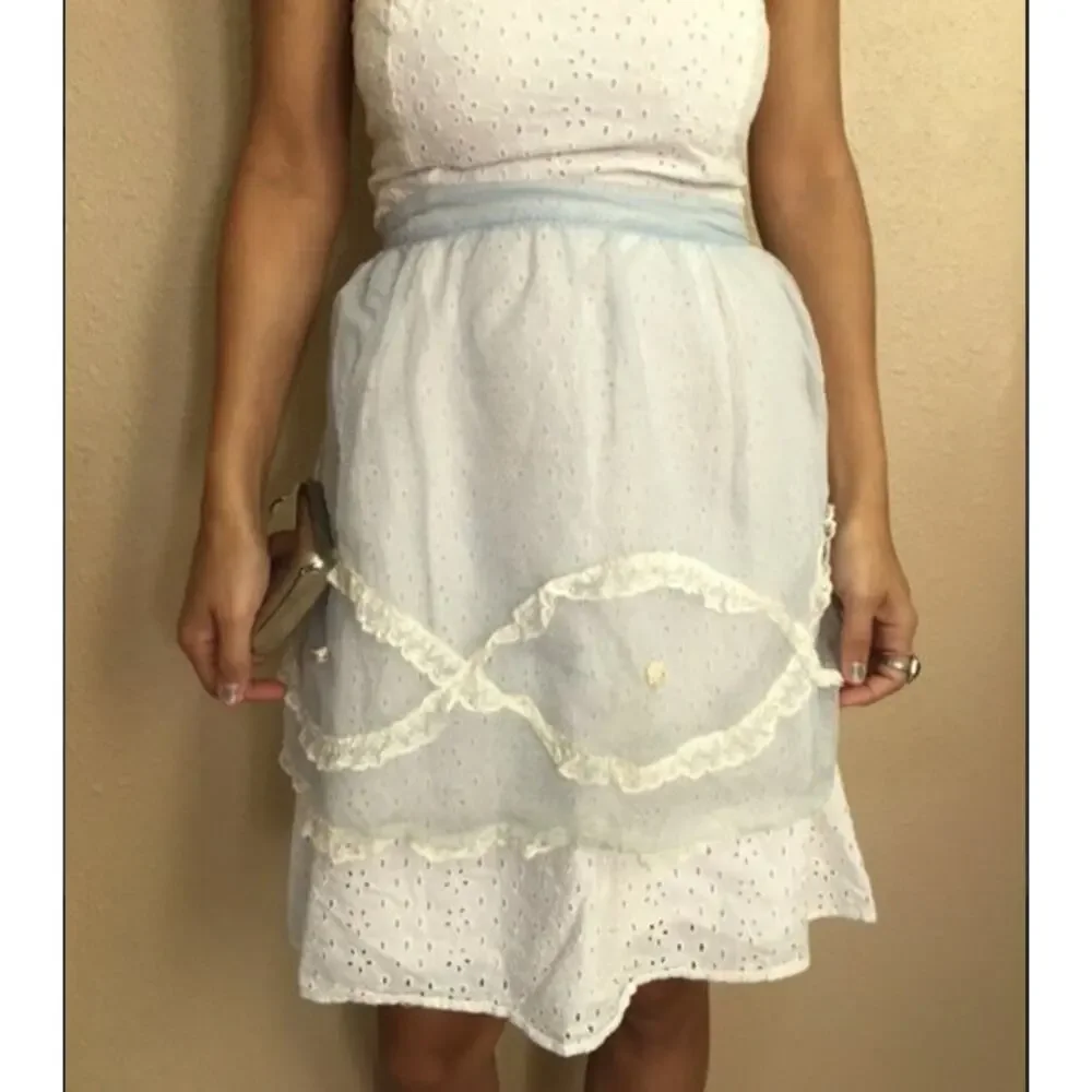 Vintage 50's Sheer Blue Lace Half Apron